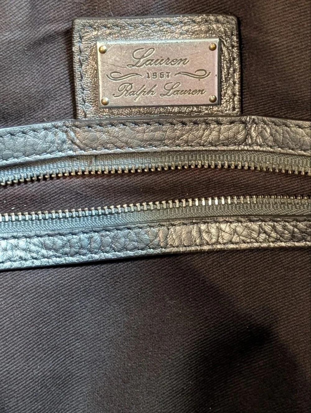 Lauren Ralph Lauren Pewter Leather Crossbody Messenger Bag - Indie Sleeze - Picture 5 of 14